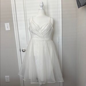 Azazie White Ruched Wrap Little White Wedding Dress